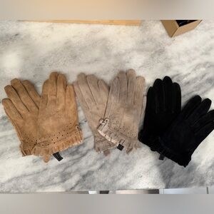 BCBGMaxAzria Suede Leather Gloves in Camel, Taupe & Black